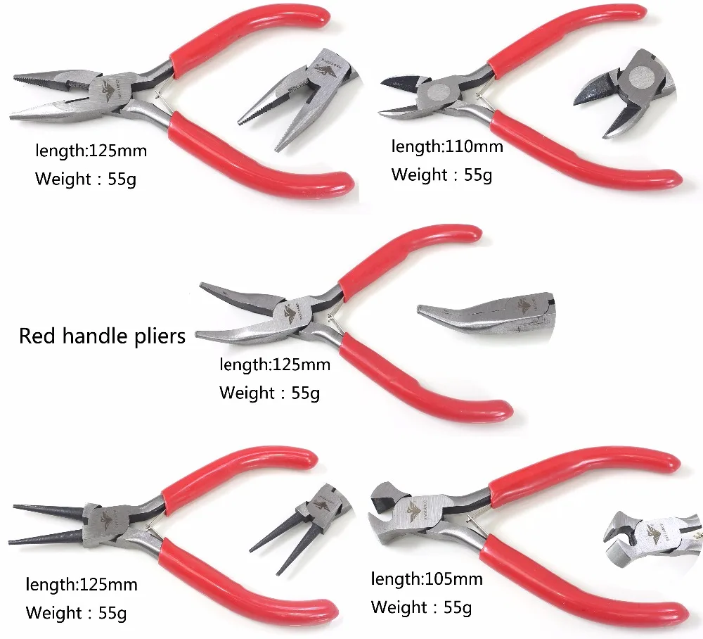 5 шт. DIY Ювелирные Инструменты Набор клещи изогнутые/круглые/плоские плоскогубцы для носа/плоскогубцы для боковой резки