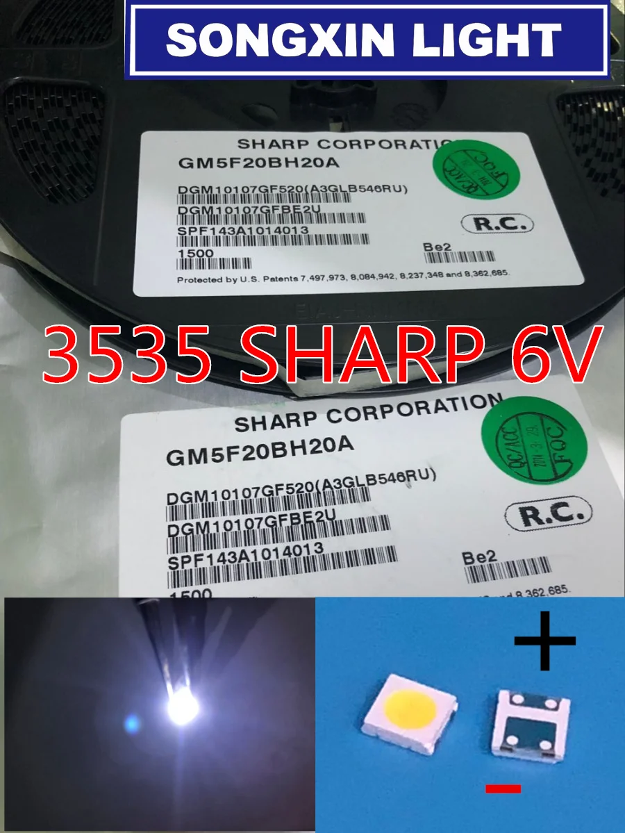 200 шт. для SHARP LED TV жк подсветка телевизора светодиодная 1 2 вт 6 в 3535 3537 холодный