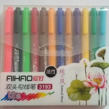 12 цветов комплект Genvana микрон Ultra Fine Twin Перманентный маркер водостойкий 3193