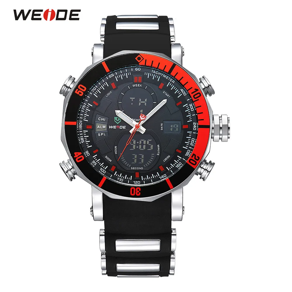 

Fashion WEIDE Swimming Sport Watch Men Digital Quartz Watch Red Dial PU Rubber Band Alarm LED Man Wristwatch Relogios Masculinos