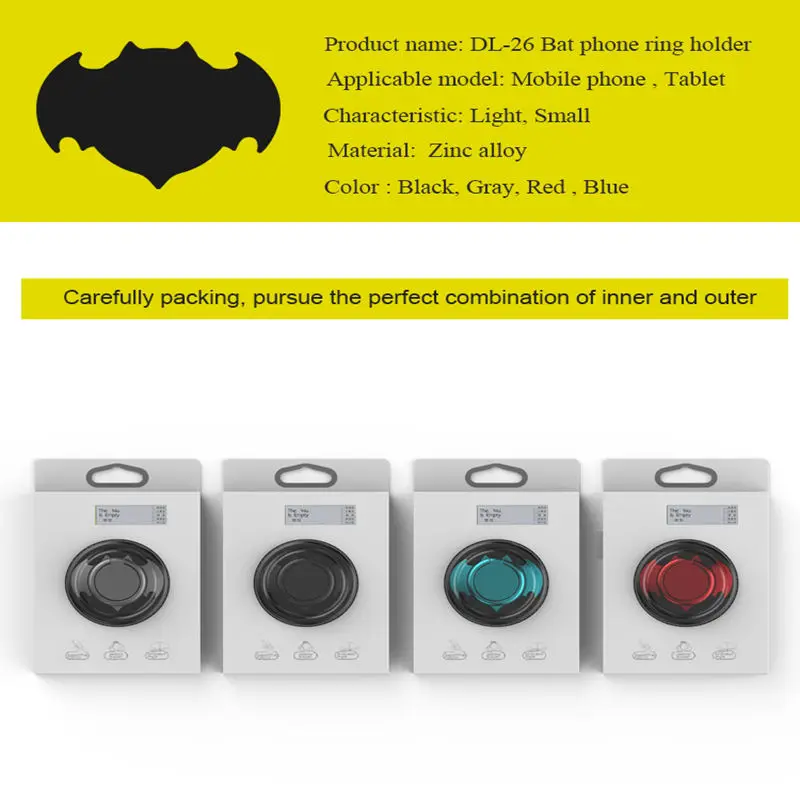 Universal Phone Ring Holder Stand 360 Degree Batman Luxury metal Phone Finger Ring Holder For iPhone X 8 Plus 7 6 Samsung Xiaomi