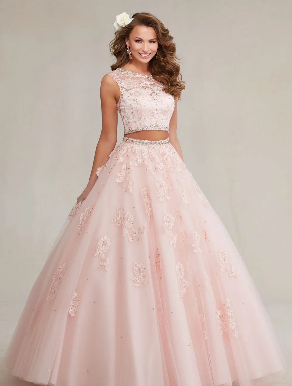 pink and blue ball gown