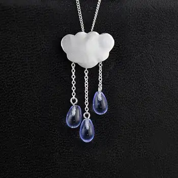 

INATURE 925 Sterling Silver Cloud Design Tassel Crystal Pendant Necklace for Women