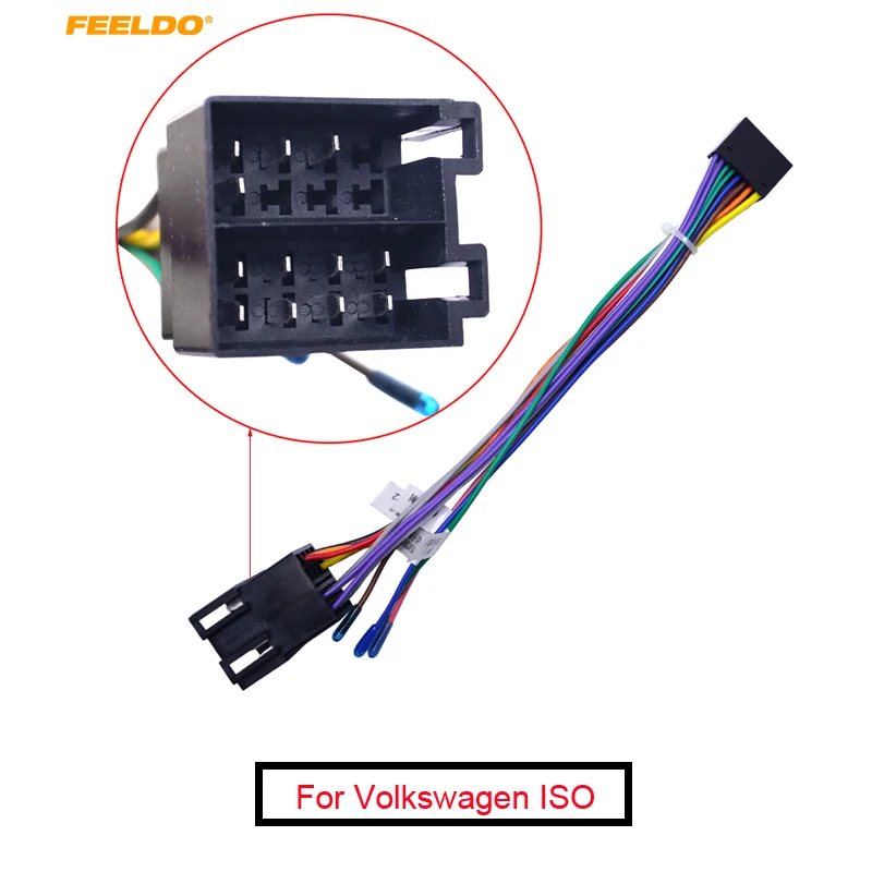 FEELDO10Pcs16PCarHeadUnitWireHarnessAdapterForVolkswagenISO