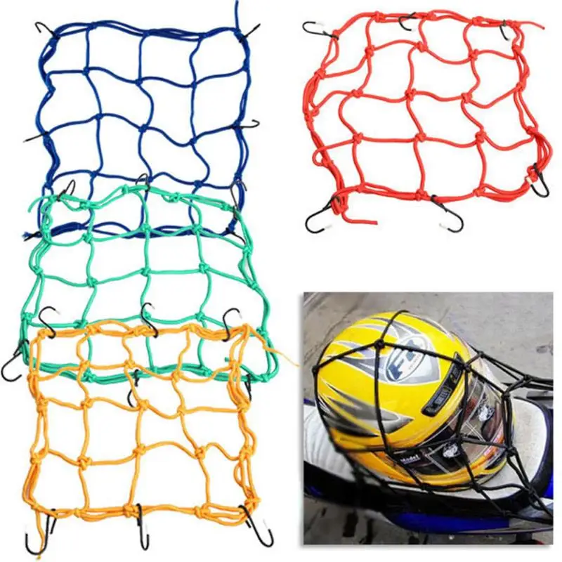 30*30cm Motorcycle 6 Hooks Hold Down Helmet Luggage Mesh Net Bungee For Motorbike Scooter Moped And Quad Bike