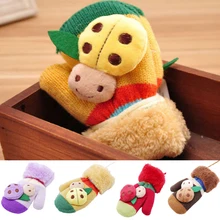 Детские варежки, зимние перчатки с милым мультяшным принтом, теплые детские перчатки ручной работы для мальчиков и девочек, зимние теплые детские перчатки