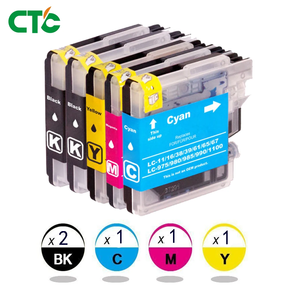 

5x Ink cartridge for Brother LC980 LC985 LC1100 DCP 145C 165C J125
