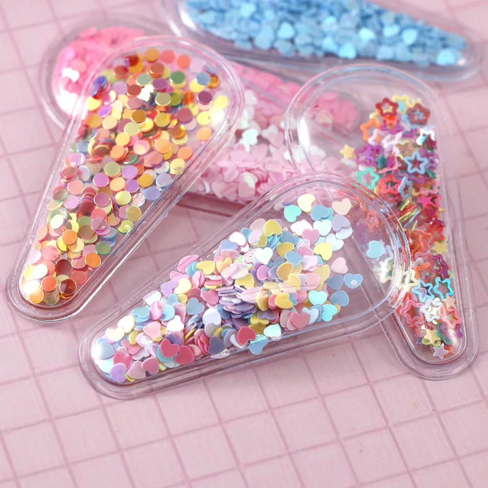 

10PCS Korea Cute Transparent Sequins Quicksand Flowing Patches Appliques for Children Clip And DIY Hair Clip Accessories Decorat