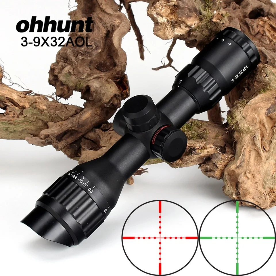 

ohhunt 3-9X32 AOL Compact Hunting Optics Riflescopes Mil dot Illuminated Reticle Angled Integral Sunshade Tactical Rifle Scope