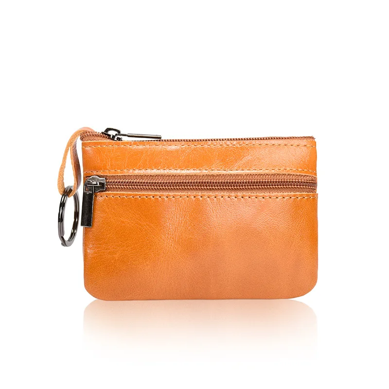 

RFID Credit Card Wallet Coin Purse for Man and Women Leather Slim Zipper Protector ID Card Coin Change Purse with Key Ring
