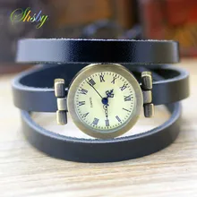 shsby fashion hot-selling women’s long Genuine leather female watch ROMA vintage bronze watch women dress watches
