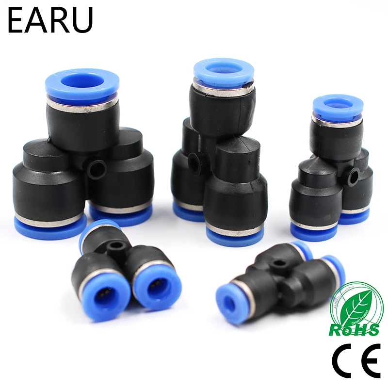 

5Pcs "Y" Pneumatic Connector Tee Union Push In Fitting for Air Pipe joint OD 4 6 8 10 12MM Y Type Shape 1 to 2 Plug Adapter