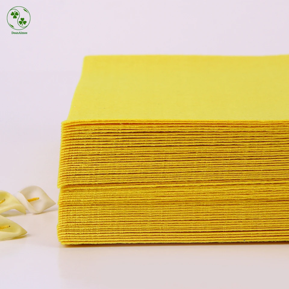 Pure Colour DIY Felt Fabric Yellow Color 30X30CM 1mm Plain Cloth Pack Craft Sewing Squares Nonwoven Patchwork | Дом и сад