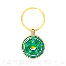Fond vert Triple lune déesse Wicca pentagramme magique amulette Talisman hommes lune porte-clés tibétain Vintage bijoux(China)