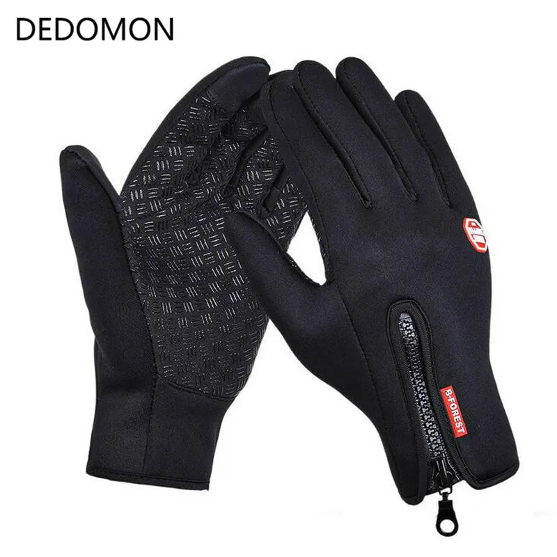 Outdoor Sports Waterproof Hiking Winter Bicycle Bike Cycling Gloves For Men Women Windstopper Simulated Leather Soft Warm Gloves