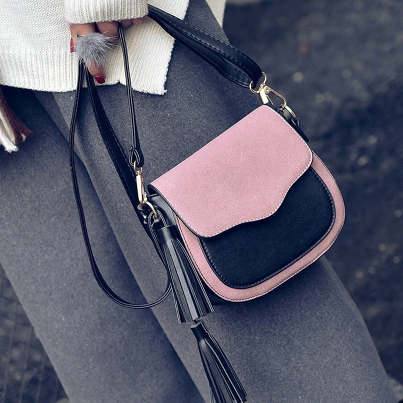 Новые трендовые женские сумки, Ретро Простой клапан, модная сумка на плечо, с кисточкой с узорами женская сумка-мессенджер