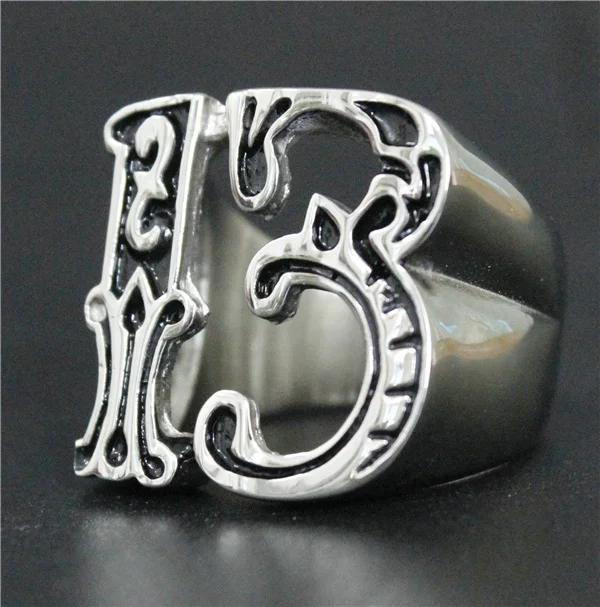 

Drop Ship Personality Design Cool Lucky 13 Ring 316L Stainless Steel Jewelry Mens New Road 13 Biker Ring