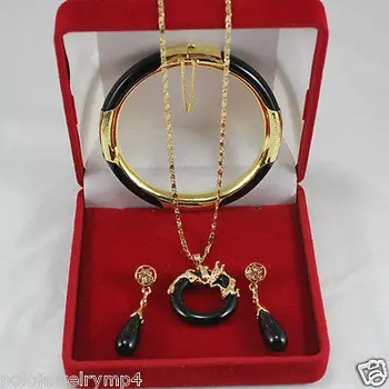 

word Fine Jewelry gem Quartz stone Gem Real natural Jewelry black stone Necklace Earing Bracelet Pendant set