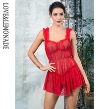 Love& Lemonade красный сетчатый комбинезон с оборками в горошек LM81256