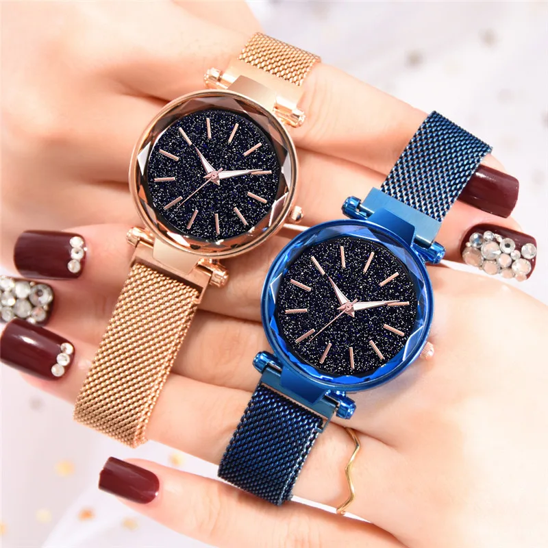 

Women Gold Wrist Watches Luxury Minimalism Starry Sky Ladies Magnet Clock Fashion Casual Female Wristwatches Gift Dropshipping