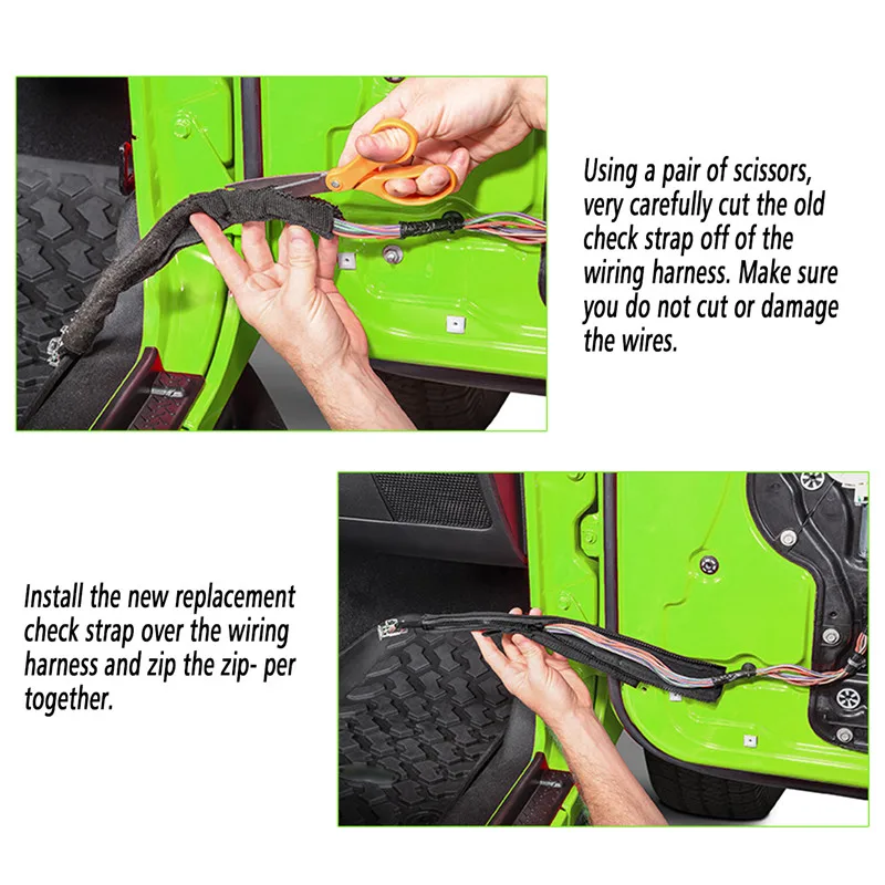 Замена регулируемой двери ограничительный ремень петля ткань для Jeep Wrangler JK Unlimited 07-18 двери проверьте ремень проводки протектор