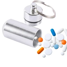 1 шт. креативный брелок из нержавеющей стали для лекарств, чехол, контейнер, водонепроницаемый держатель, алюминиевый ящик для лекарств, таблеток, брелок