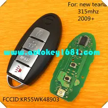 Автомобильный ключ для Nissan GTR 3+ 1 кнопочный дистанционный ключ смарт-карты с 46 чипом 315 МГц с невырезанным умное лезвие ключ FCCID: KR55WK48903