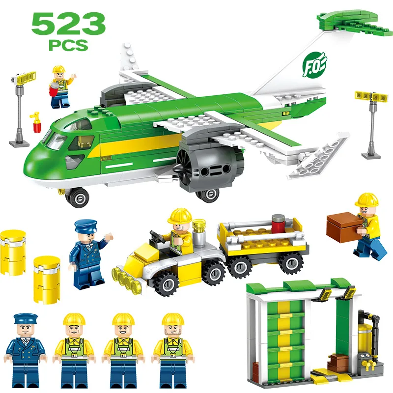 

523PCS Airport Series Bricks Compatible LegoINGLY Technic City Cargo Plane Building Block DIY Toy City Educational Toys For Boys