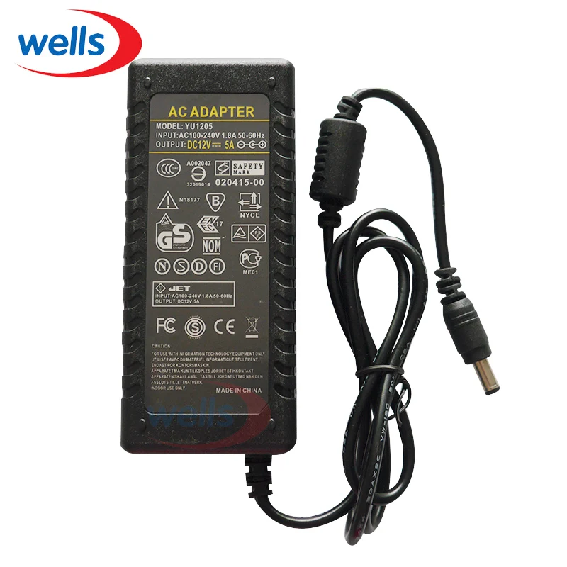 

AC110-240V To DC 12V 5A Power Supply UK US EU Adapter Plug For 3528 5050 Strip