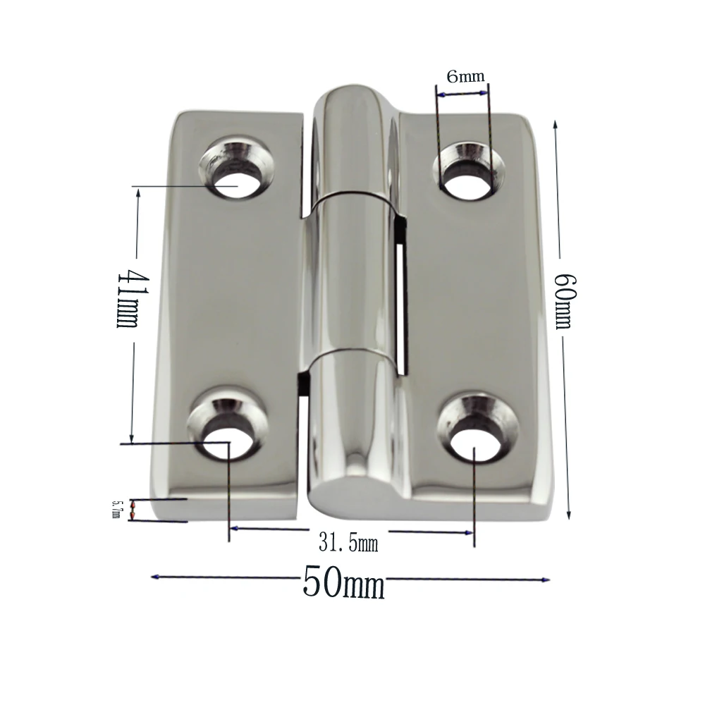 Нержавеющая лодка прямоугольный ремешок утилита шарнир Высокое Зеркало кабина палуба шарнир с 4 отверстия 50*60 мм 2 дюймов x 2-1/4 дюймов 5 шт