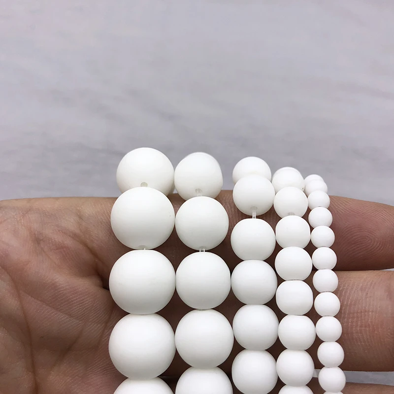 Морозно-белые керамические Матовые Круглые бусины 4 6 8 10 12 мм DIY браслет и ожерелье
