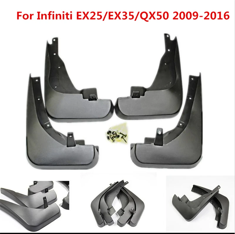 

4Pcs For Infiniti EX25/EX35/QX50 Black Front Rear Molded Car Mud Flaps Splash Guards Mudguard Mudflaps Fenders