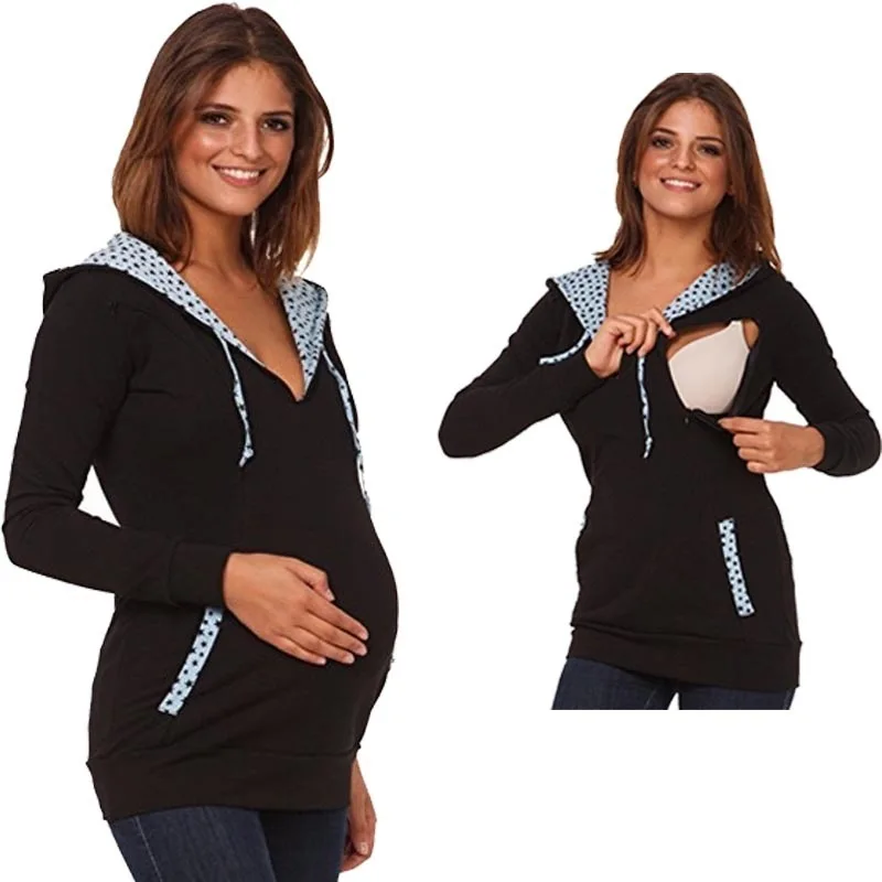 

Women Pregnant Clothes Top Autumn Winter Outdoor Hoodie Pregnant Coat Maternity Clothes Breastfeeding Long Sleeve Tops WY04