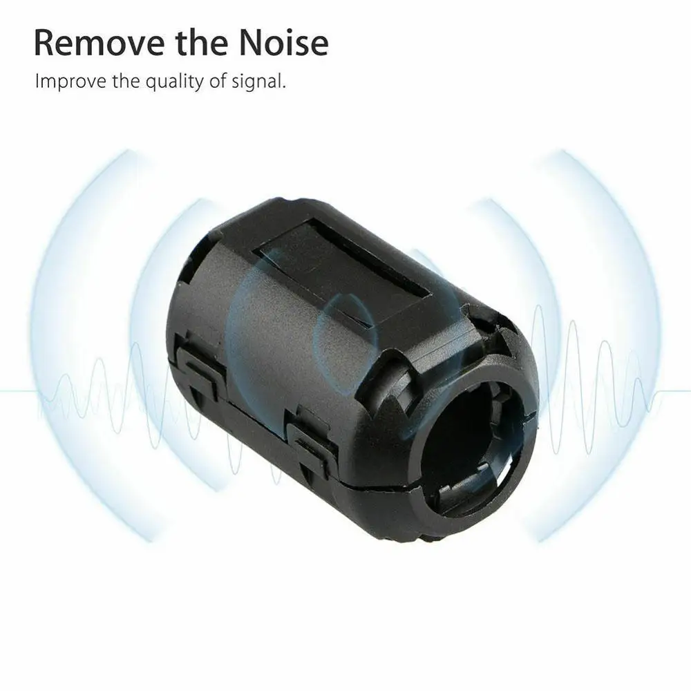 2pcs 3mm 5mm 7mm 9mm 13mm Clip-On Ferrite Ring Core Noise Suppressor For EMI RFI Clip Cable Active Components Filters
