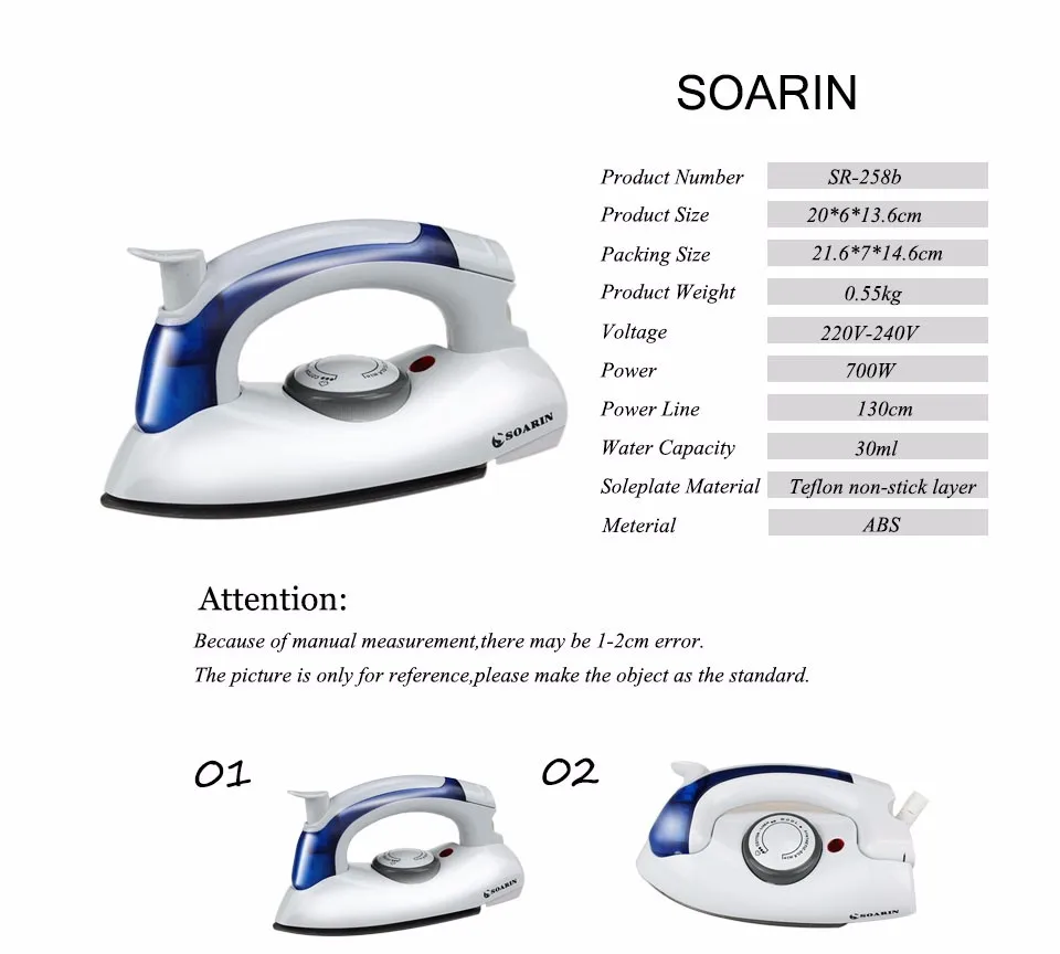SOARIN паровой утюг мини-Утюг для поездок утюги с отпариванием одежды Пароварка портативный паровой утюг для глажки одежды Утюг парогенератор