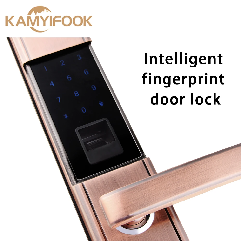 

Top Intelligent fingerprint door lock biometric with good quality Card-key Free Shipping Red Color