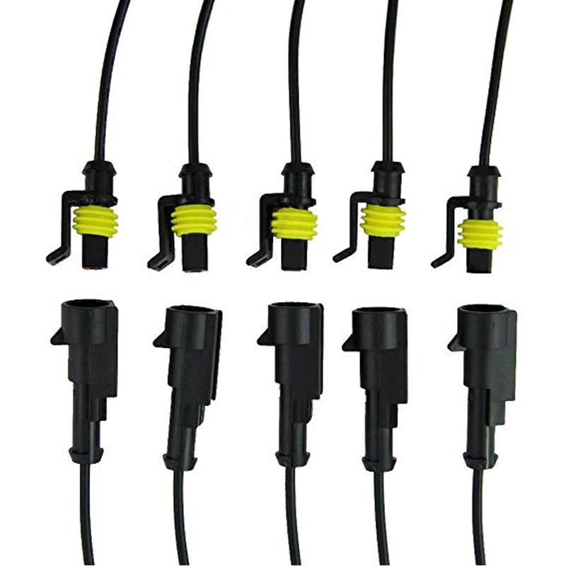 Car Waterproof Electrical Connector 5 Sets 3 Pin Way 18AWG Waterproof Electrical Connectors Kit 1.5mm Series Terminal and Rubber Seal with 10cm Wire Weatherpack Connectors