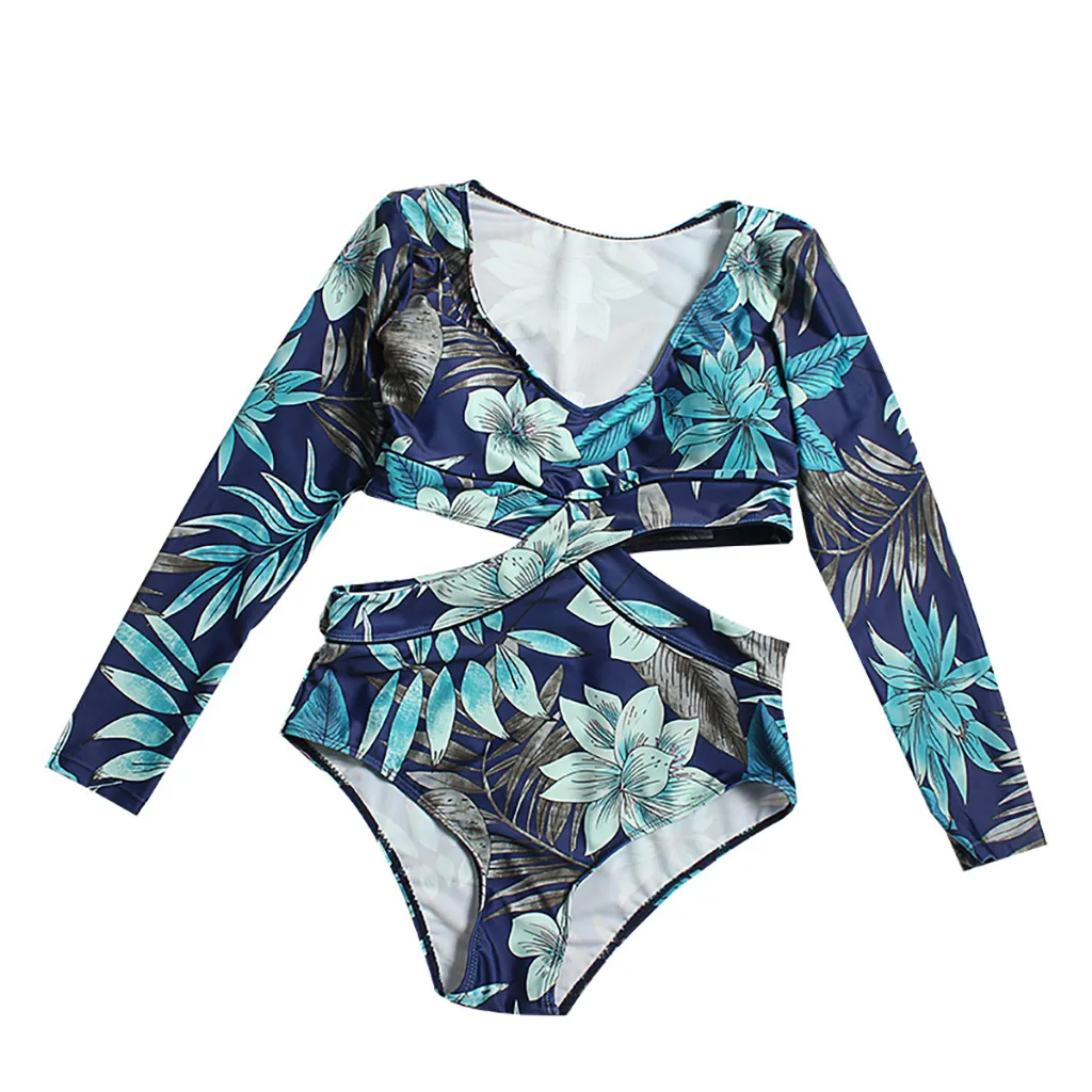 

Surf suit Floral Printing breathable Soft Women's Beach Rash Guard Swimwear Set UV Protection summer beach Surfing Swimsuit