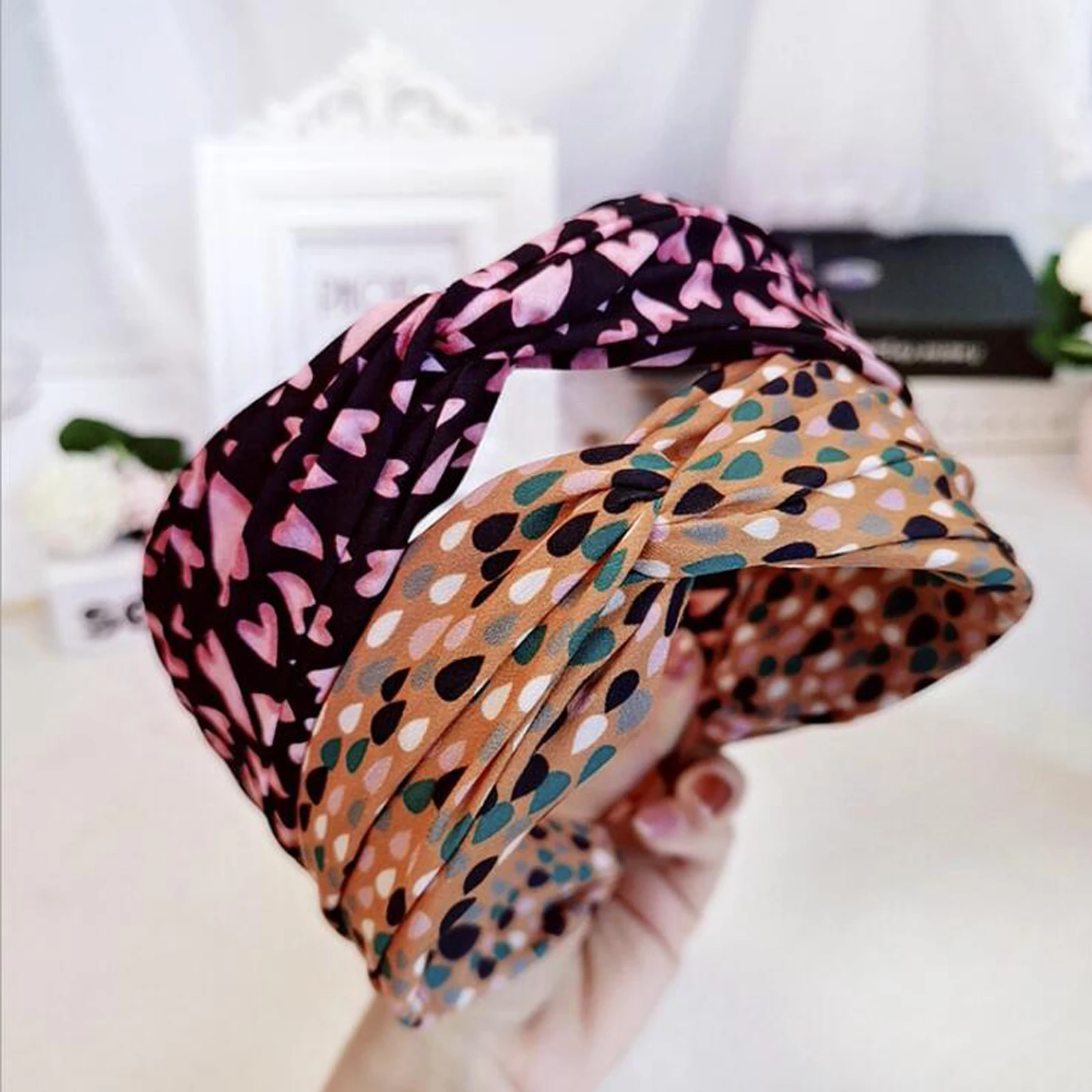 

New Fresh Girls Hairbands Headband Women Wide Side Leopard Point Hair Bands Cross Knot High Quality Hair Accessories Wholesale