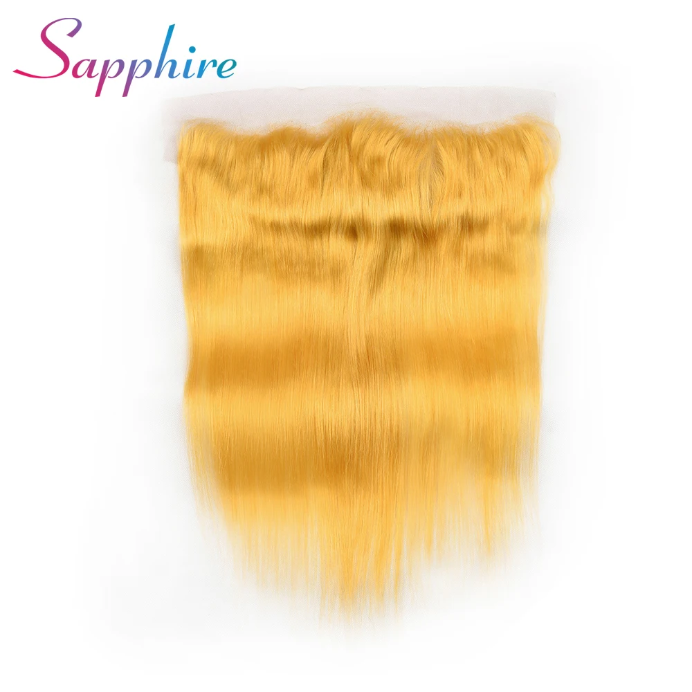 Clearance Sapphire Straight Human Hair Bundles With Frontal 13x4 Frontal Closure Yellow Color Remy Hair Bundles Free Shipping 2