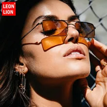 LEONLION винтажные Квадратные Солнцезащитные очки из сплава женские брендовые дизайнерские очки яркие цвета Градиент ретро солнцезащитные очки Oculos