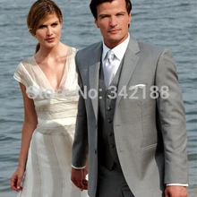 На заказ серый бизнес жених смокинги / лучший мужчина цвет бутил процесс Gun воротник жениха мужчины свадебные костюмы / лучший мужские костюмы