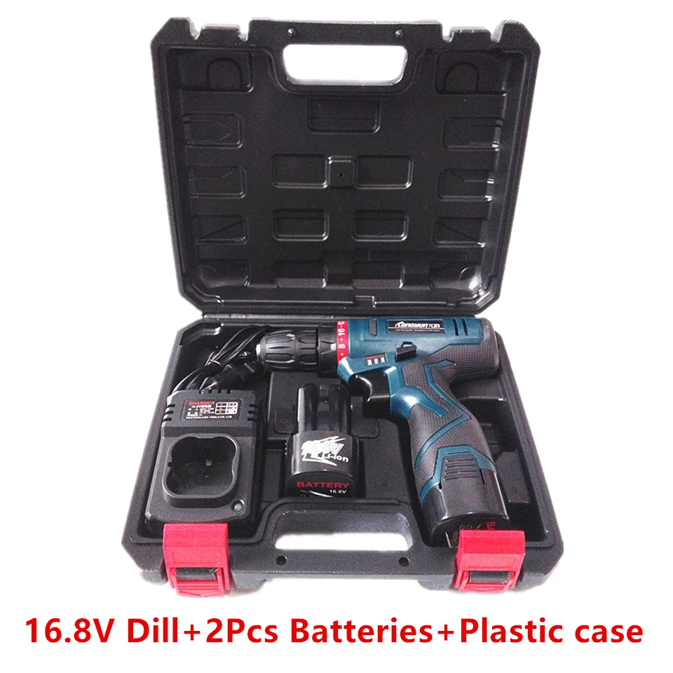 

YIKODA 16.8V Cordless Drill Double Speed Rechargeable Lithium Battery*2 Waterproof Electric Screwdriver Household Power Tools