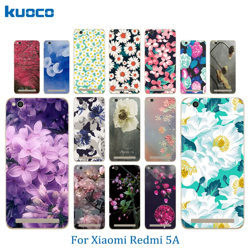 5 0 дюйма для Redmi 5A чехол телефона Xiaomi задняя крышка с цветком прозрачный тонкий