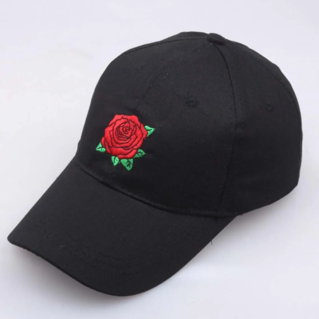 Для женщин Для мужчин вышитая ковбойская шляпа модная Бейсбол cap Top шляпа с вышитыми розами Бейсбол Кепки шапка с козырьком в Корейском стиле Повседневное солнцезащитный козырек#45 - Цвет: Black