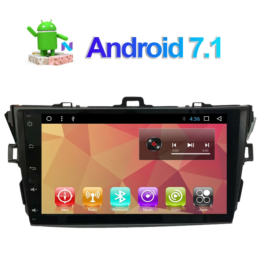 Top 9 Inch Android 7.1 Car Radio Stereo Multimedia Player For Toyota Corolla 2007-2011 Bluetooth GPS Navigation Head Unit Free Map 1