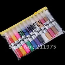 УФ-Гель Акрил Дизайн 3D Краска Ручки Искусства Ногтя NailPolish 12 Различных Цветов Лака Для Ногтей, 10 ШТ./ЛОТ