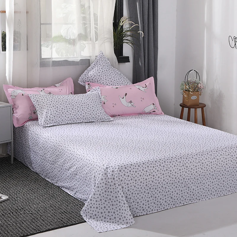 Liv-Esthete цельный Комплект постельного белья розового цвета с рисунком кота, двуспальное постельное белье, мягкое пуховое одеяло, плоский лист, наволочка для взрослых