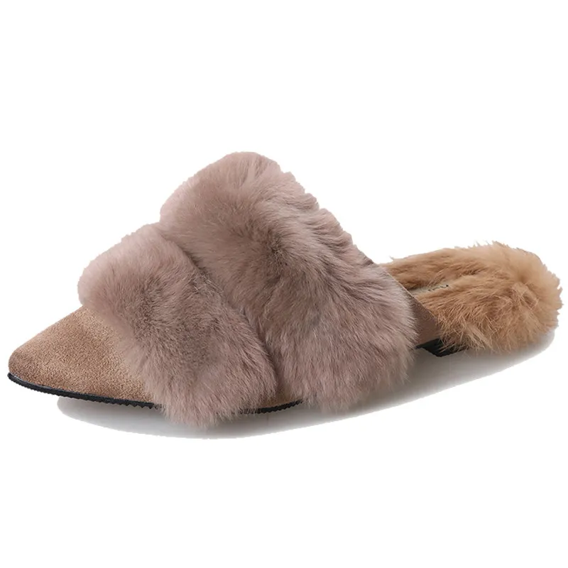 girls faux fur slippers