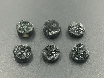 

4pcs Gun Black Druzy Cabochons Black Round Druzy Coin Drusy Cabochon 6/8/10/12mm Cabs Flat back Druzy agate quartz Druzy Drusy S